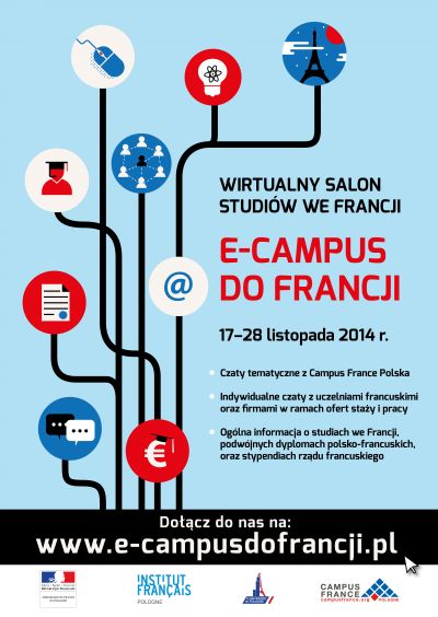 Salon wirtualny E-Campus do Francji - plakat