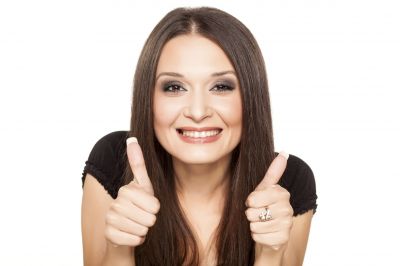Beautiful Smiling Girl Showing Thumbs Up - W1